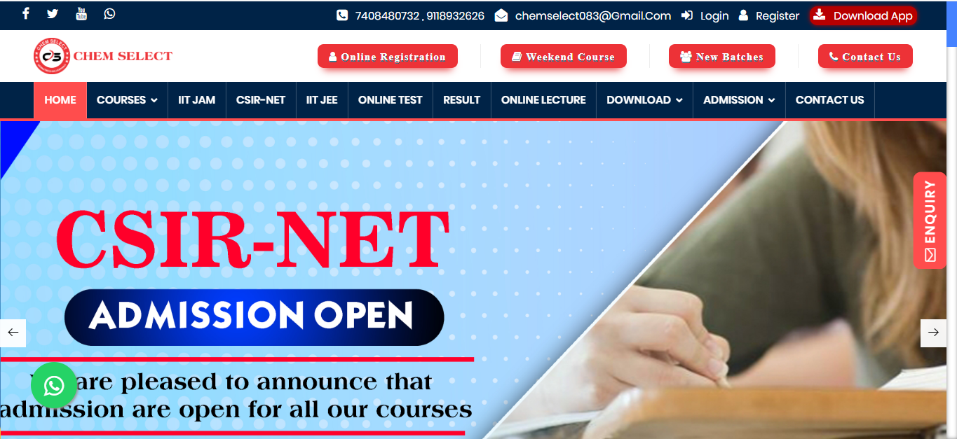 chem select institute website designing company in varanasi india