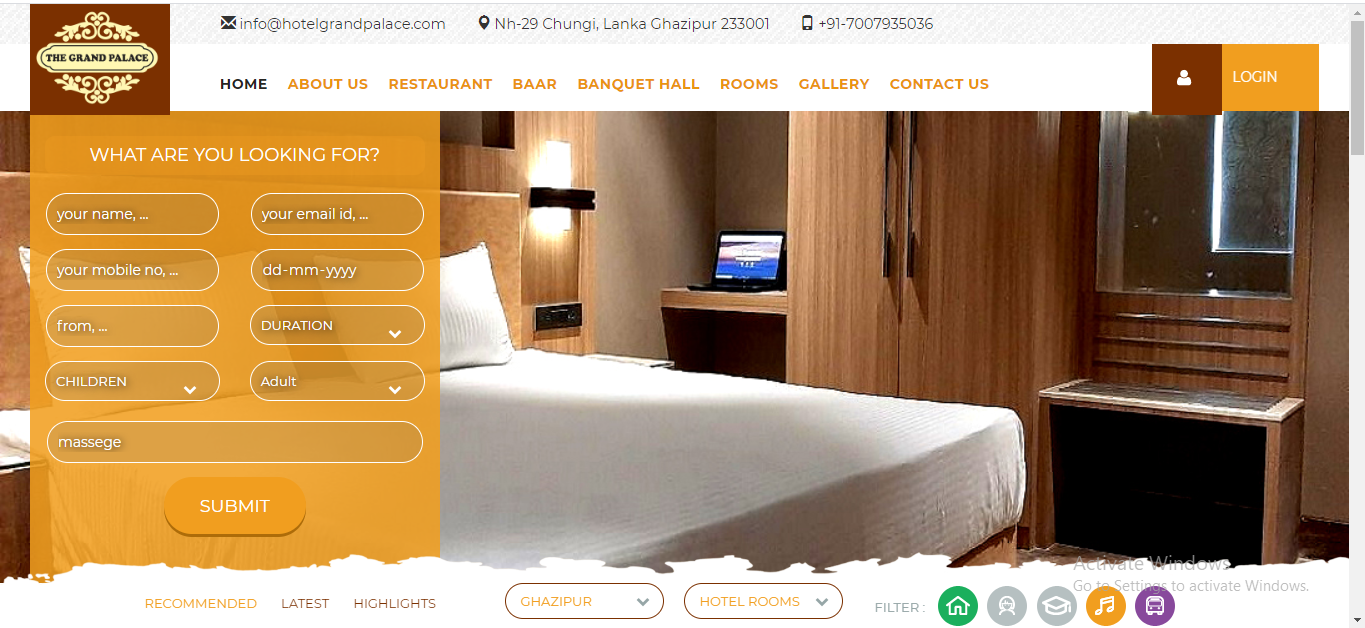 Hotel website designing company in varanasi india